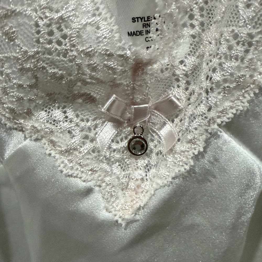 Linea Donatella White Lace Chemise Bridal Special Occasion satin dress W Size M - Picture 6 of 6